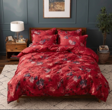 Crystal Cotton Double Bed Sheet – Red Floral Design