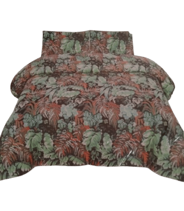 Crystal Cotton Single Bed Sheet – Leafy Brown & Green