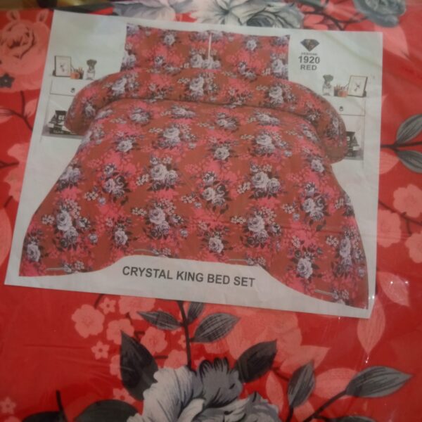 Crystal Single Bed Sheet - Red Floral Design - Image 3