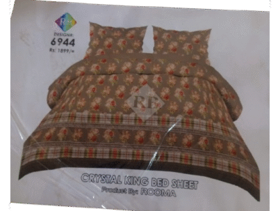 Crystal Single Bed Sheet – Design 6944 Brown by Rooma