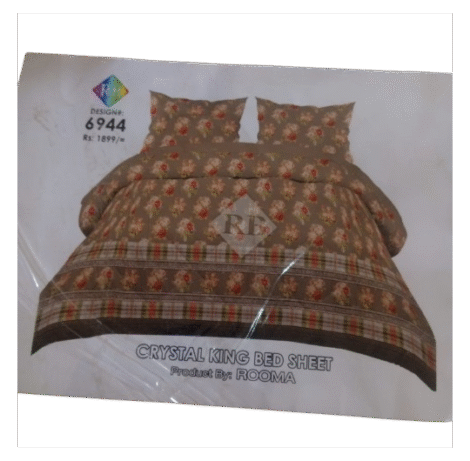 Crystal Single Bed Sheet – Design 6944 Brown by Rooma