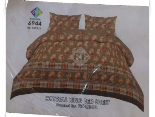 Crystal Single Bed Sheet – Design 6944 Brown by Rooma