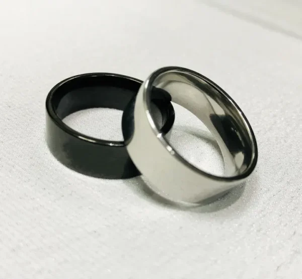 Titanium Silver & Black Ring | With Custom Name Print - Image 2