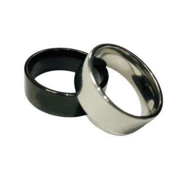 Titanium Silver & Black Ring Custom Name Print