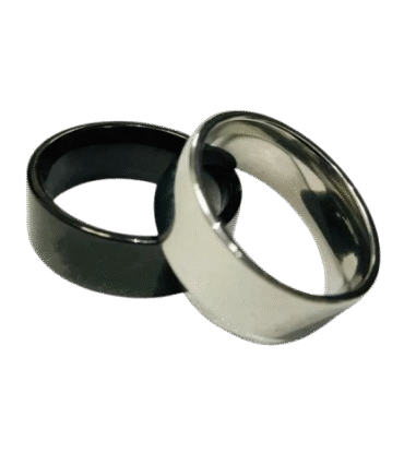 Titanium Silver & Black Ring Custom Name Print