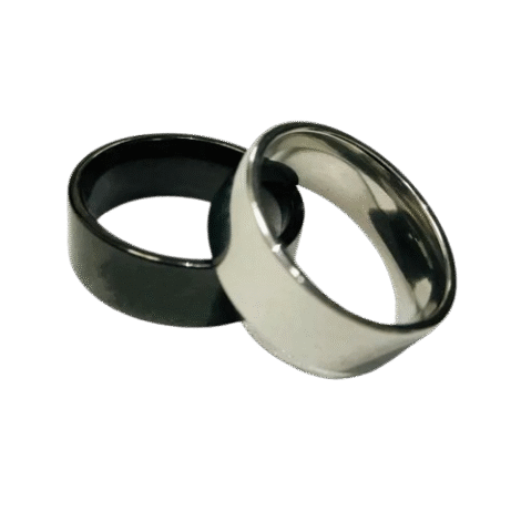 Titanium Silver & Black Ring Custom Name Print