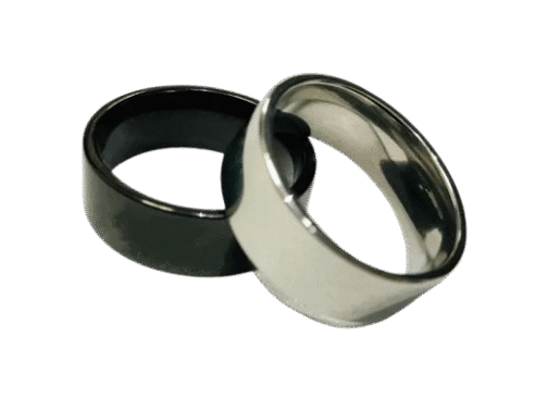 Titanium Silver & Black Ring Custom Name Print