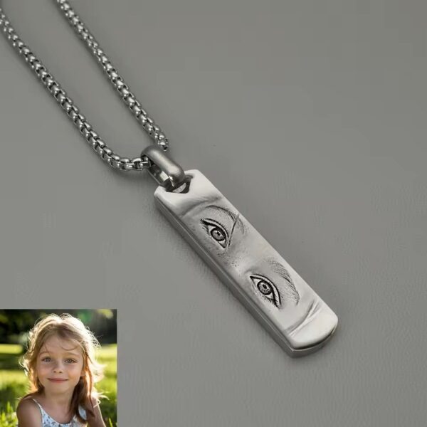 Customized Photo Engraved Pendant Necklace – Stainless Steel with Custom Picture - Image 4